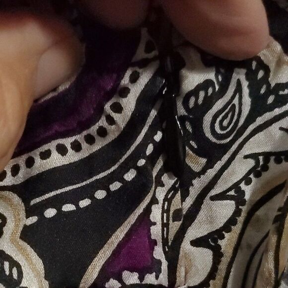 White House Black Market Women’s Black/Purple Silk Stretch Halter Neckline Sz 6 - Picture 7 of 16